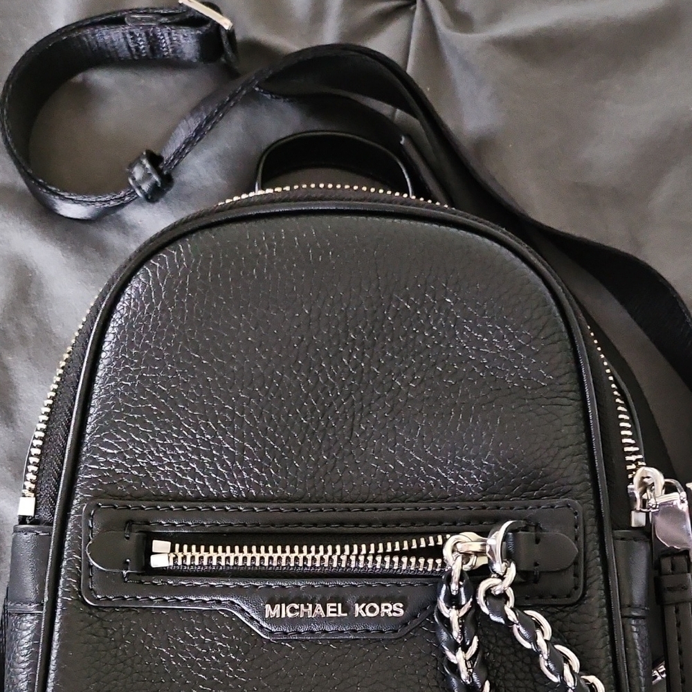 Michael Kors Black Leather Mini Backpack